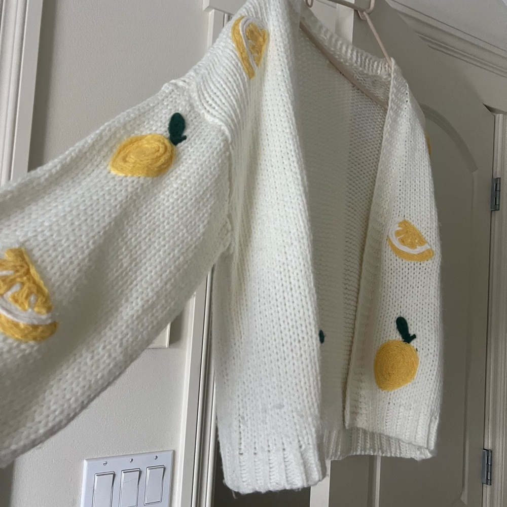 Embroidered Lemon Cardigan